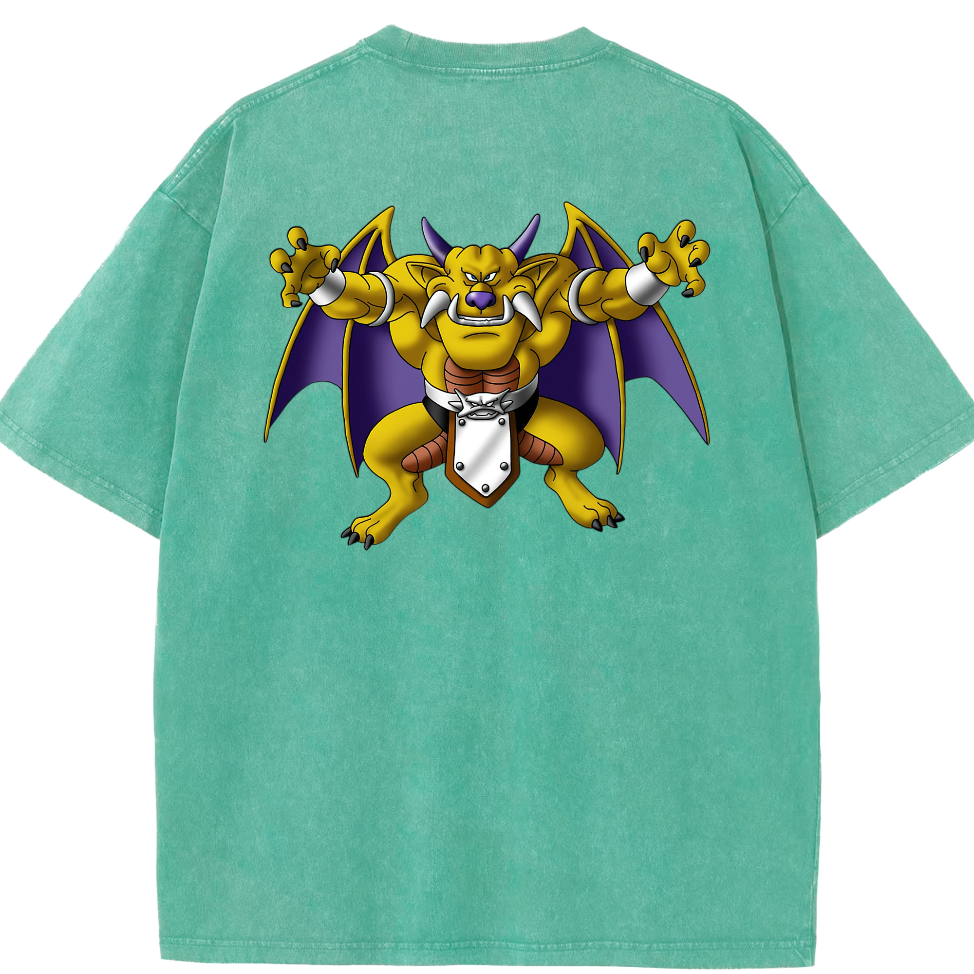 （画像用） ドラゴンクエスト Doragon Kuesuto Dragon Quest 綿100% ヴィンテージ風 半袖Tシャツ（背面プリント）
